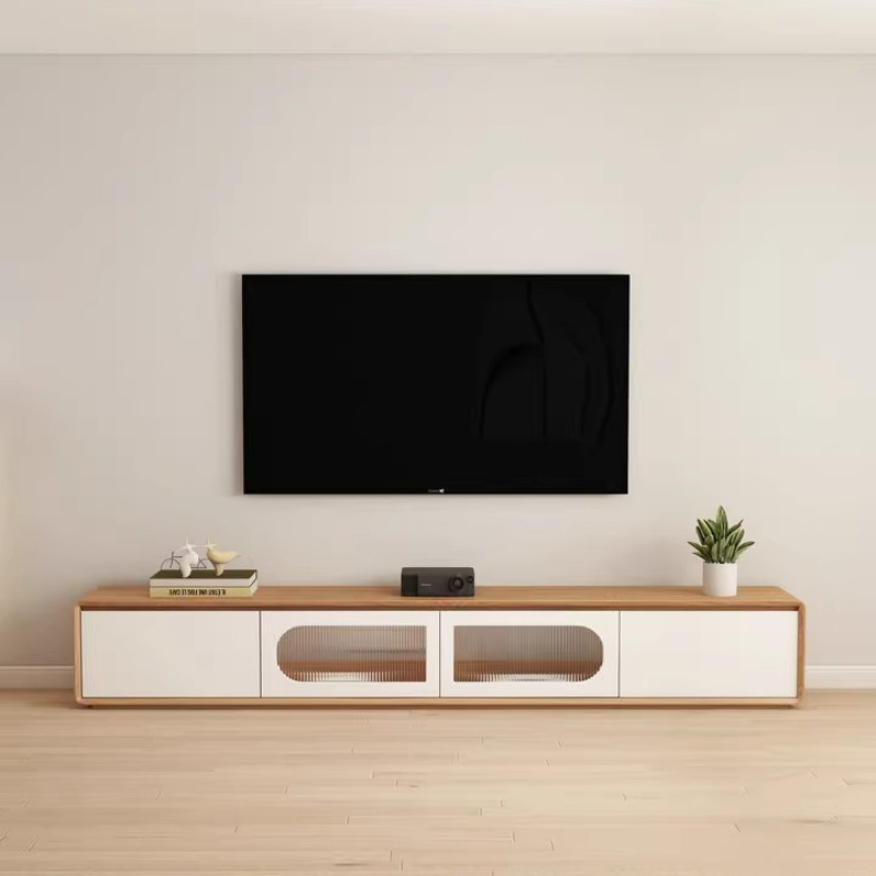 مصمم الملحقات خزانة التلفزيون  - مراجعة Interior Design White And Wood وسعره